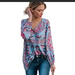SKU152 Boho Soft Printed Tassel Blouse